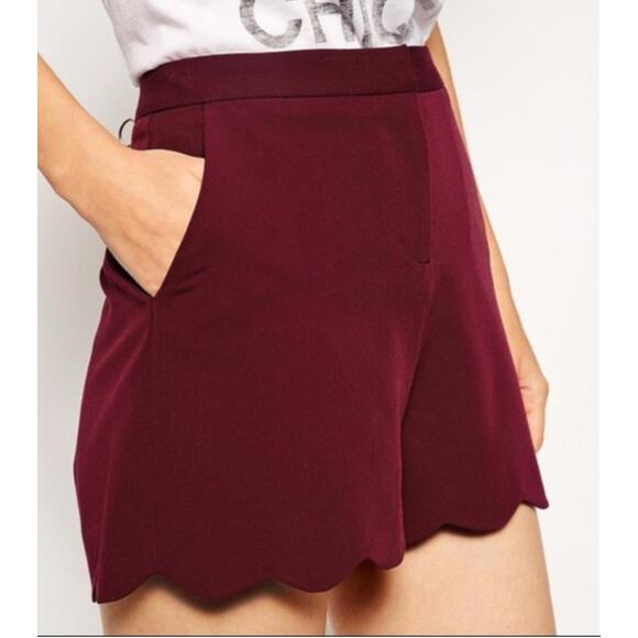 ASOS Scallop Hem Mini Flat Front Shorts Magenta Raspberry Pink 4 S Small - Picture 5 of 10
